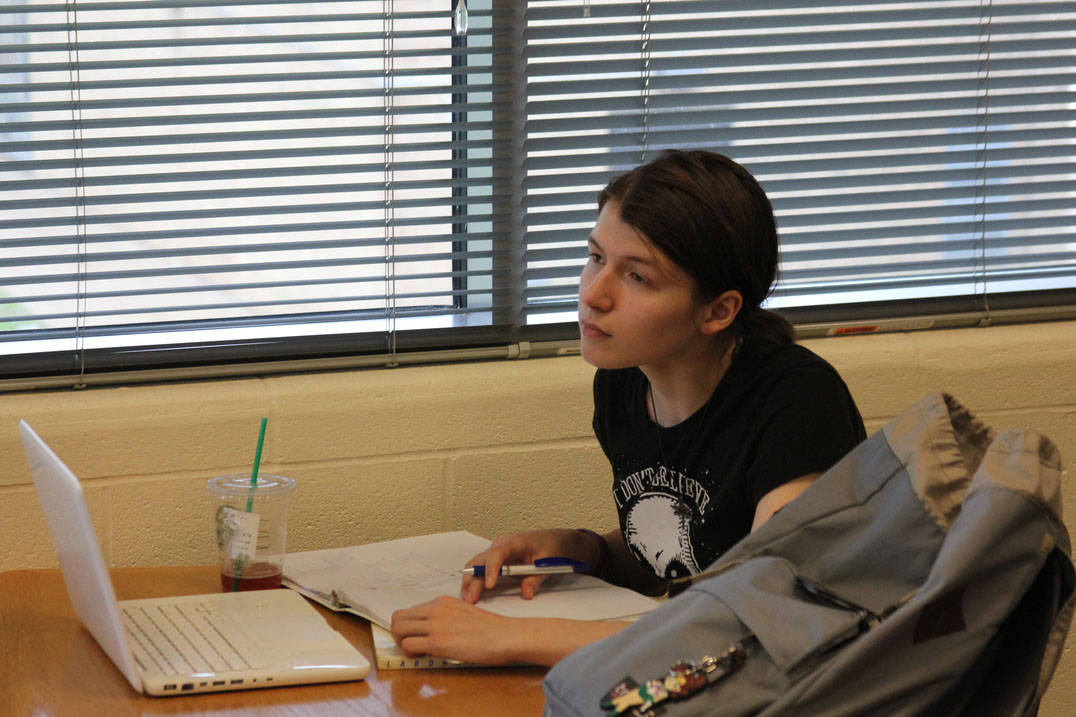 Ursuline math student listens during class